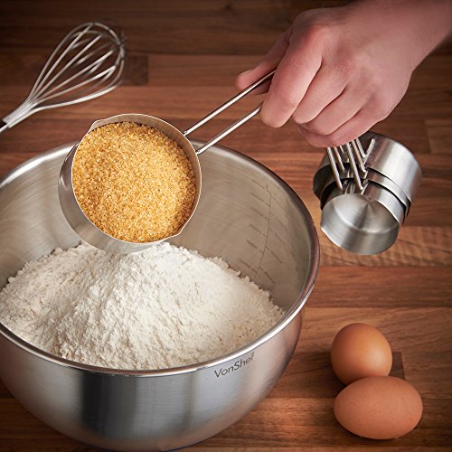 VonShef Edelstahl 4er Set Messbecher für trockene und flüssige Bestandteile – Präfekt zum Kochen oder Backen - 2