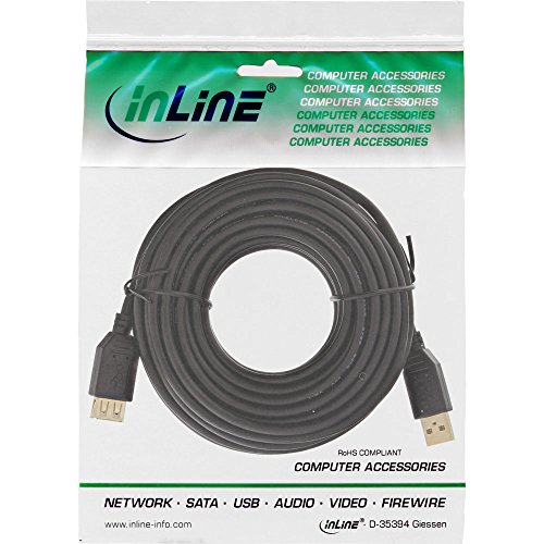InLine 34611S USB 2.0 Verlängerung, Stecker auf Buchse, Typ A, Kontakte gold, 10m schwarz - 2
