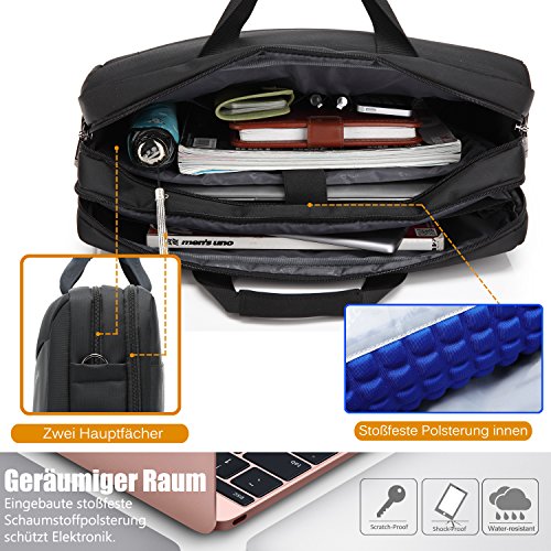 CoolBELL 17,3 Zoll Laptop Messenger Bag multifunktional Aktentasche mehrfachfach Handtasche mit Schultergurt für Macbook / Acer / HP / Dell Alienware / Lenovo / Herren / Damen,Schwarz - 4