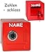 Produktbild alles-meine.de GmbH Spardose - Tresor Schrank -  ROT  - incl. Name - mit Zahlenschloss / Kombinationsschloss - aus Metall - Stabile Sparbüchse für die Reisekasse - Geldtresor /..