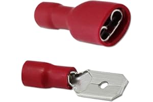 ESMARTLIFE 100Pcs Crimp Connectors,Electrical Connectors, Spade Wire Connector Crimp Terminal 50 Female and 50 Male(Red)