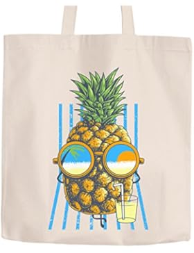 Jutebeutel chilling Ananas Pinapple Sommer Beach Party Cocktail Baumwolltasche Stoffbeutel Tragetasche Moonworks®