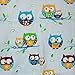 Junior Cotton Cot Bed Fitted Sheet 70x140cm (in favorite fabric pattern / design) - OWL BLUE