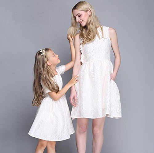 MNQ/ Summer. high-end embossing Europe, mother-daughter outfit. dress. solid color cotton parent-child equipment , m