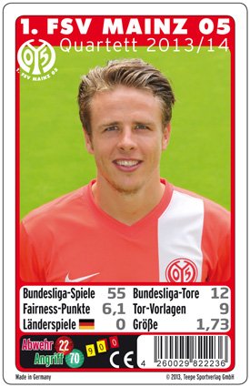 Preisvergleich Produktbild Teepe 22236 - FSV Mainz Quartett 2013 / 2014, Kartenspiel