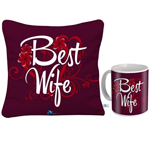 Sky Trends Valentine Day Best Couple Love You Surpirse Gifts For Wife Girlfriend Husband Printed Mug With Cushion Cover 065