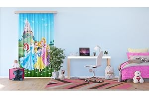 AG Design Princesses Jardin Disney Rideaux pour Chambre d'enfant 1 pièce Bleu 140 x 245 cm