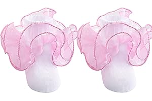 Snegyu Girls Frilly Socks Kids Princess Ruffle Ankle Socks with Big Double Lace for Dance Shows Party & Performance 0-12 Years