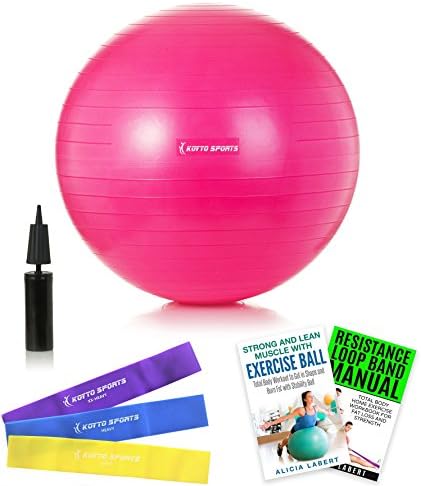 Exercise Ball โ 55 cm Stability Ball with Hand Pump, Exercise E-Book and Bonus Resistance Loop Bands for Yoga, Pilates and Core Training