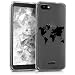 Produktbild kwmobile Hülle für Wiko Tommy 3 - TPU Silikon Backcover Case Handy Schutzhülle - Cover klar Weltkarte Umriss Design Schwarz Transparent