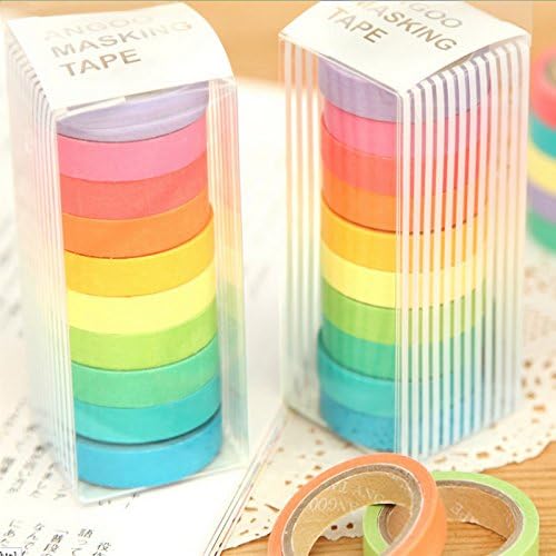 LeScorecor(TM) 2015 Office Adhesive Tape Rainbow Sticky Washi Adhesive Tapetes de sala Scrapbooking Paper Masking tt