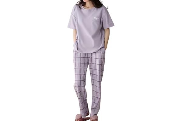SHIENZY Women Korean Style Night Suit | Round Neck Short Sleeve Cute Printed Cotton Blend Pajama Set for Girls & Women | Soft