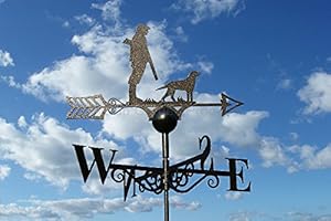 GAP GARDEN PRODUCTS - Hunting/Shooting/Man and dog Design Weathervane. Solid Metal Construction and Coated in a Durable Black Finish