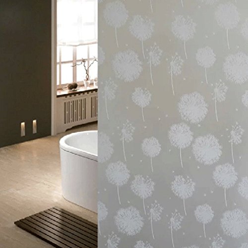 DODOING 45x100cm Statische Fensterfolie Dekorfolie Sichtschutzfolie Fensterschutzfolie Selbsthaftend Anti-UV,Löwenzahn Blume - 3