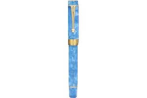 LANXIVI Jinhao Lot de 100 stylos plume classiques en celluloïd Bleu ciel avec bordure dorée, pointe fine avec convertisseur et étui
