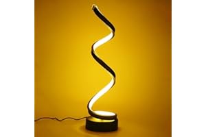 ELINKUME Spiralna lampa stołowa LED,12W ciepłobiała,ściemniana bezstopniowo lampka nocna LED do sypialni,salonu,biura (czarna)