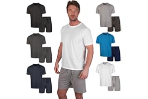 Light & Shade LSSET032 Herren Pyjama-Set mit Rundhalsausschnitt-Oberteil und kurzer Hose
