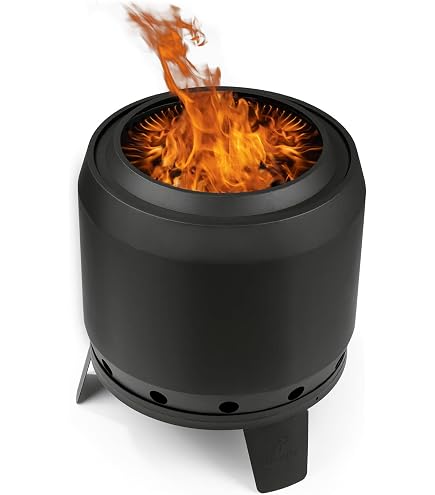 Blumfeldt Ignite Pure – Brasero Extérieur Sans Fumée Ø57 Cm – Acier Inoxydable, Portable, Grille BBQ Incluse, 2 Hauteurs, Housse De Protection