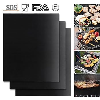 Grillmatten 3er Set Zum Grillen Und Backen Innootech Grillfolie Teflon Antihaftbeschichtung Fr Bis 260c 03 Mm Dick 33x 40cm Wiederverwendbar Grill Zubehr Backfolie Backmatte Ideal Fr Holzkohle Gasgril