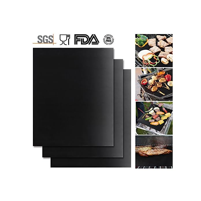 Grillmatten 3er Set Zum Grillen Und Backen Innootech Grillfolie Teflon Antihaftbeschichtung Fr Bis 260c 03 Mm Dick 33x 40cm Wiederverwendbar Grill Zubehr Backfolie Backmatte Ideal Fr Holzkohle Gasgril