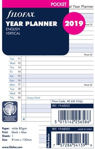 Filofax Pocket Year Planner vertical 2019 (19-68202)