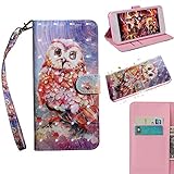 BONROY Nokia 3 Case, Wallet Case Soft PU Leather Notebook Design Case with Kickstand Function Card Holder and ID Slot Slim Flip Protective Cover-(TX-Color Owl)