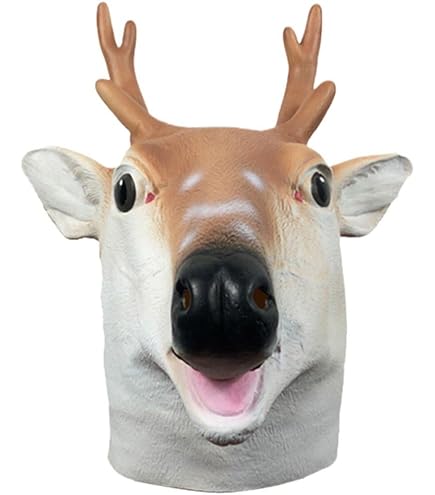 Ausla Masque de cerf réel, fait à la main, léger Halloween, Noël, Pâques, carnaval, costume, fête, boîte de nuit, mousse polyuréthane, blanc, 26 x 34 cm Ausla Masque de cerf réel, fait à la main, léger Halloween, Noël, Pâques, carnaval, costume, fête, boîte de nuit, mousse polyuréthane, blanc, 26 x 34 cm
