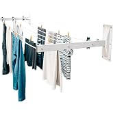 Amig - Tendedero de Pared de Colocaci&oacute;n Lateral | Acero Inoxidable | 2 Brazos Laterales y 6 Poleas para 3 Cuerdas | para Exte
