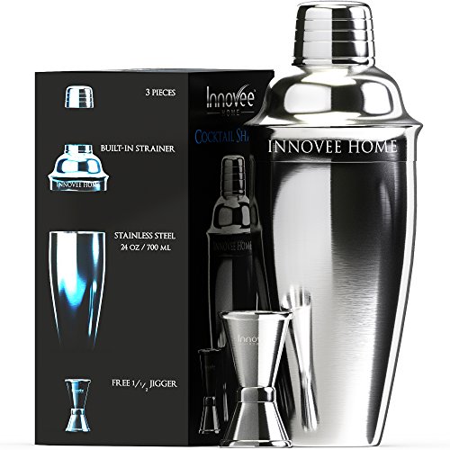 Innovee Cocktailshaker Set – Premium Bar Kit mit kostenlosem Messbecher und Cocktailrezepte Ebook – 0,7L Professioneller Edelstahl Cocktail Shaker – Mixer mit Sieb - 6