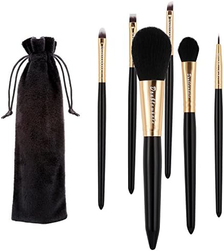 Makeup Brushes Sets,Black Goat Natural Bristles 6 Piece Make Up Brush Set Cosmetics Professional Essential Synthetic Spectrum Kits Brush with Travel Bag for Foundation Lip Eyeliner Eyeshadow Angled Eyebrow Powder Blending Brushes