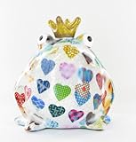 Hucha pequeña rana blanco con corazón de Pomme-Pidou