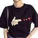 Produktbild LnLyin Love Heart Damen T-Shirt Tops Sommer T-Shirt Casual Tee Tops kurz Mittlerarm Rundhalsausschnitt, Schwarz, S(Bust 82cm)