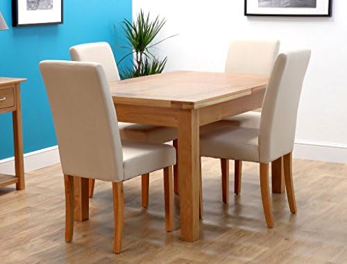 Harts Oak Extending Single Leaf Dining Set with 4 Chairs (Cream, Chelsea)