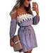 Produktbild Ba Zha Hei Elegant Damen Schulterfrei Kleider trägerloses Spitzenkleid Cocktailkleid Festlich Partykleid Party Club Oberteil Strand Kleid Lässig Mini Kleider Abendkleider Festkleider (S, Blau)
