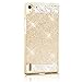 Produktbild Schön Zubehör Set für Huawei Ascend P7 Ultra Thin Dünn Glitter Glitzer Ultraleicht Plastik Luxury Matter Bumper Case Premium Matt Cover - Sunroyal Strass Diamant PC Hart und Haut Schutzhülle Luxus Kristall Shining Hard Back Cover Schale Handy Tasche Etui Hülle, Gold