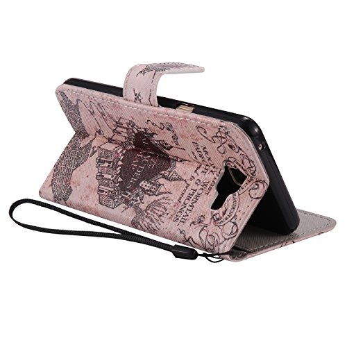 Feeltech Samsung Galaxy A510/A5 2016 Hülle PU-Leder und Brieftasche Bunte Muster Fall mit Magnetverschluss, Hybrid-Kickstand mit Stand-Funktion, schlagen Sie schützende weiche TPU Stoßstangenabdeckung und Kreditkartenhalter für Samsung Galaxy A510/A5 2016 Handgelenk Bügel-Buch-Art-Geldbeutel-Tasche mit 2 In 1 Berühren Sie Stift – Schloss - 4