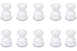 FANTON Aislador de plástico blanco efecto cerámica Kit 10 aisladores Ø 16 mm h 25 mm para instalaciones cable seda vintage con tornillos de latón 84035-B10