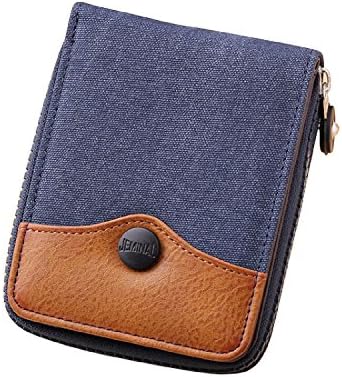 Canvas leather Wallet , Double layer Classic Bifold Purse with Card Holder for men and Teenagers