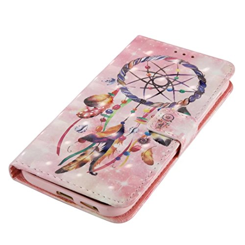 KSHOP Für Samsung Galaxy A5(2017) Lederhülle Schutzhülle Full Body Schutz Tasche Case, Stilvoll Mode [Bunt Muster] Flip Wallet Case Slim PU Leder Cover Tasche Handy Case Schutz Hüllen im Bookstyle Handyhülle Ledertasche mit Stand Funktion Kartenfächer Magnetverschluss Magnet Etui Schale Schutzhüllen Handytasche Displayschutzfolie 3D geprägte Malerei 3D embossed painting + Metall Stift Stylus Pen Rose – Rosa Campanula Quaste - 4