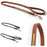 Design-Line von Pear Tannery: Hundeleine aus weichem Vollrindleder, versehen mit einer Messingverzierung, 1,10m, hellbraun