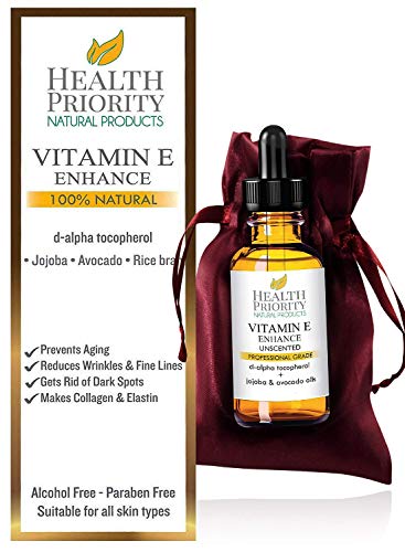 100% Natural & Organic Vitamin E Oil For Your Face & Skin - 15,000/30,000 IU - Bottle already in gift bag for the holidays! Mixed With Jojoba, Avocado & Rice Bran Oils. Liquid D Alpha Tocopherol
