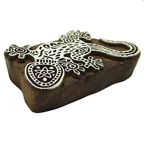 Eidechse Indische Für Ton Holzblock Kunst Keramik Briefmarken Handcarved Textil-Stempel - 3