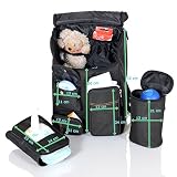 LCP Kids grosser Baby Wickel Rucksack AUSTIN 5 teilig mit Wickelunterlage Thermo Flaschenwärmetasche Kinderwagen Universal Befestigung Haken und 2in1 Windeltasche mit Feuchttuchspender - 6