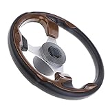 Inklusive Holzmittelkappe Sharplace 1 Stück Bootslenkrad Schwarze Mittelkappe Universell für Standard-19-mm-Konuswelle - Schwarz Braun 345mm