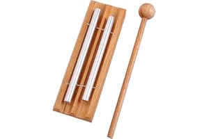 Alnicov Campana de meditación de doble tono con mazo Instrumento de percusión para oración, yoga, energías orientales, sanación o gestión del aula de profesores