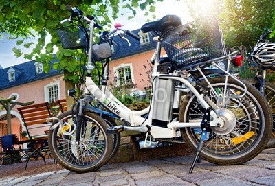Preisvergleich Produktbild Alu-Dibond-Bild 120 x 80 cm: "E-Bike Elektrofahrrad in der Stadt - Pedelec City Tour", Bild auf Alu-Dibond