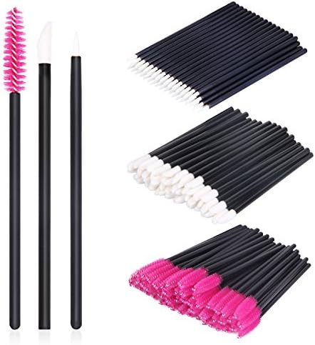 Ouiast 150 Pieces Disposable Lipstick Wands Eyeliner Eyelash Eyebrow Mascara Applicators Makeup Brushes Tool Kits