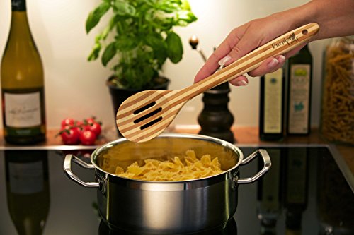 ♻ 4-teiliges Bambus Küchenset ♻ Küchenhelferset, Bambusutensilien, umweltfreundlich, hohe Qualität, Bambus Kochlöffel, Bambus Pfannenwender, Neues verbessertes design! - 4