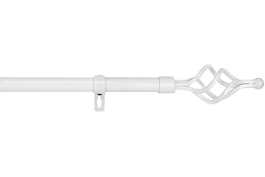 MERCURY TEXTIL-Barra Sencilla Forja Universal Extensible,Barra de Cortinas Decorativa Extensible (Blanco, 160-310cm Trenza)