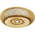 AHQX Rattan Pendelleuchte – 40 Cm, E27, Höhenverstellbar Bis 100 Cm – Retro Design Für Wohnzimmer, Café & Bar